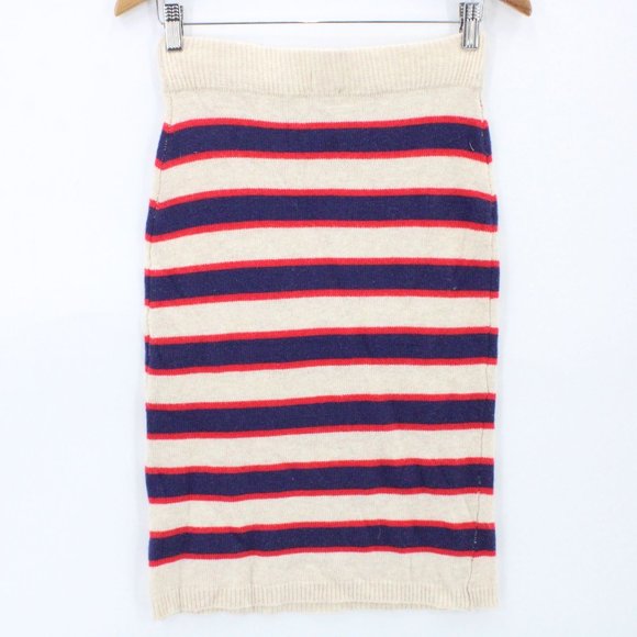 Mo:vint Pencil Skirt Womens Beige Striped Knit Stretch Small S New With Tags - Picture 7 of 9